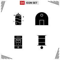 4 Icons Solid Style Grid Based Creative Glyph Symbols for Website Design Simple Solid Icon Signs Isolated on White Background 4 Icon Set vector