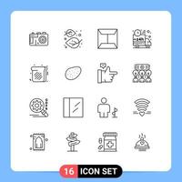 Set of 16 Modern UI Icons Symbols Signs for sweet car envelope shipping delivery Editable Vector Design Elements