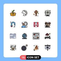Group of 16 Flat Color Filled Lines Signs and Symbols for arrow computer cross webcam cam Editable Creative Vector Design Elements