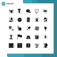 Set of 25 Commercial Solid Glyphs pack for forward strategy scanner plan box Editable Vector Design Elements