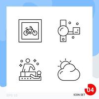 Modern Pack of 4 Icons Line Outline Symbols isolated on White Backgound for Website designing vector