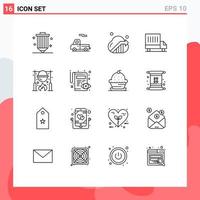 User Interface Pack of 16 Basic Outlines of picnic autumn business van delivery Editable Vector Design Elements