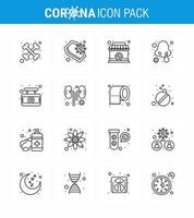 Coronavirus Awareness icon 16 Line icons icon included hospital nose infection closed nasal infection cold viral coronavirus 2019nov disease Vector Design Elements