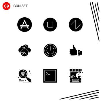 conjunto de 9 iconos modernos de la interfaz de usuario signos de símbolos para la interfaz de usuario en wave off cloud scince elementos de diseño vectorial editables vector