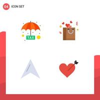 Universal Icon Symbols Group of 4 Modern Flat Icons of evasion map protection love arrow Editable Vector Design Elements