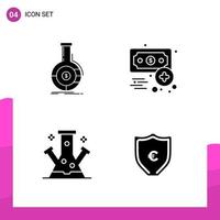 paquete de conjunto de iconos de glifo de 4 iconos sólidos aislados en fondo blanco para aplicaciones móviles y de impresión de diseño de sitios web receptivos vector