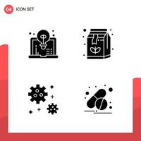 Pack of 4 Universal Glyph Icons for Print Media on White Background vector