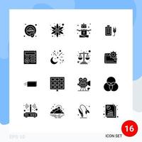 Solid Glyph Pack of 16 Universal Symbols of ui basic people education charge Editable Vector Design Elements