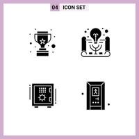 Pictogram Set of 4 Simple Solid Glyphs of cup box reward project idea safe Editable Vector Design Elements