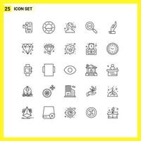 Universal Icon Symbols Group of 25 Modern Lines of hand magnifying beauty magnifier code Editable Vector Design Elements