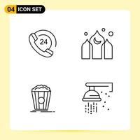 4 Creative Icons for Modern website design and responsive mobile apps 4 Outline Symbols Signs on White Background 4 Icon Pack vector