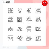 16 Thematic Vector Outlines and Editable Symbols of business computer euro travel summer Editable Vector Design Elements