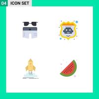 Group of 4 Flat Icons Signs and Symbols for swimsuite startup beach robot database shuttle Editable Vector Design Elements