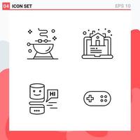 Collection of 4 Vector Icons in Line style Modern Outline Symbols for Web and Mobile Line Icon Sign Isolated on White Background 4 Icons