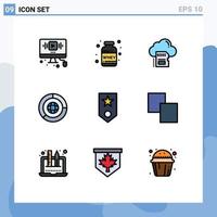 Universal Icon Symbols Group of 9 Modern Filledline Flat Colors of marketing coin whey business cloud Editable Vector Design Elements