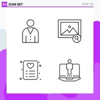 Set of 4 icons in Line style Creative Outline Symbols for Website Design and Mobile Apps Simple Line Icon Sign Isolated on White Background 4 Icons vector