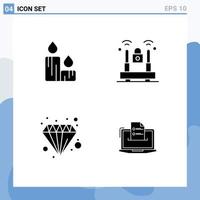 Mobile Interface Solid Glyph Set of Pictograms of candle diamond nature lock finance Editable Vector Design Elements