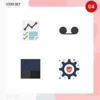 Set of 4 Modern UI Icons Symbols Signs for analytics layout page message security Editable Vector Design Elements