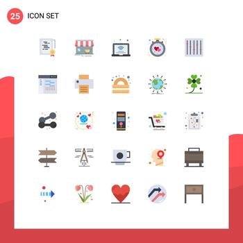 25 Thematic Vector Flat Colors and Editable Symbols of alarm clock building wifi internet of things Editable Vector Design Elements