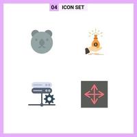 Group of 4 Flat Icons Signs and Symbols for bear investment dollar business database Editable Vector Design Elements