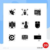 Pictogram Set of 9 Simple Solid Glyphs of pin location person computer responsive Editable Vector Design Elements