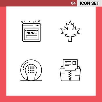 conjunto de 4 colores planos de línea de relleno de vector en cuadrícula para elementos de diseño de vector editables de recreación de arce web de bola de artículo