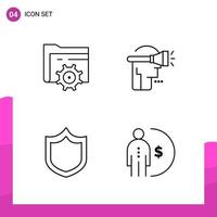 conjunto de iconos de contorno paquete de 4 iconos de línea aislados en fondo blanco para diseño de sitio web receptivo aplicaciones móviles e impresas vector