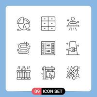 Universal Icon Symbols Group of 9 Modern Outlines of media left interior indicator arrows Editable Vector Design Elements