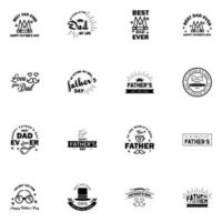 16 Black Happy Fathers Day Design Collection A set of twelve brown colored vintage style Fathers Day Designs on light background Editable Vector Design Elements