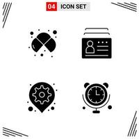 4 Icons Solid Style Grid Based Creative Glyph Symbols for Website Design Simple Solid Icon Signs Isolated on White Background 4 Icon Set vector