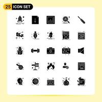 Pack of 25 Modern Solid Glyphs Signs and Symbols for Web Print Media such as tools tool graph driver secure Editable Vector Design Elements