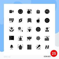 25 signos de glifos sólidos universales símbolos de viajes hotel educación canadá boda elementos de diseño vectorial editables vector