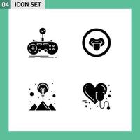 Solid Glyph Pack of 4 Universal Symbols of check creative gamepad lab mountain Editable Vector Design Elements