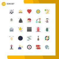 25 Universal Flat Color Signs Symbols of horn timmer dress button minutes time Editable Vector Design Elements