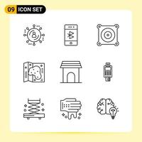 9 Creative Icons for Modern website design and responsive mobile apps 9 Outline Symbols Signs on White Background 9 Icon Pack vector