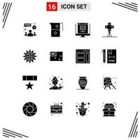 Modern Set of 16 Solid Glyphs and symbols such as movie film jug cinema online Editable Vector Design Elements