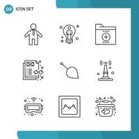 Vector Pack of 9 Outline Symbols Line Style Icon Set on White Background for Web and Mobile