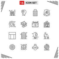 16 Icons Line Style Grid Based Creative Outline Symbols for Website Design Simple Line Icon Signs Isolated on White Background 16 Icon Set vector