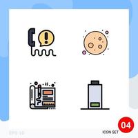 Mobile Interface Filledline Flat Color Set of 4 Pictograms of call design communication moon sketch Editable Vector Design Elements
