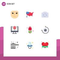 paquete de iconos vectoriales de stock de 9 signos y símbolos de línea para elementos de diseño vectorial editables de diseño de computadora de actualización duplicada de flores vector