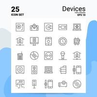 Conjunto de iconos de 25 dispositivos 100 archivos eps 10 editables concepto de logotipo de empresa ideas diseño de icono de línea vector