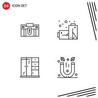 4 Creative Icons Modern Signs and Symbols of briefcase pollution holding travel living Editable Vector Design Elements