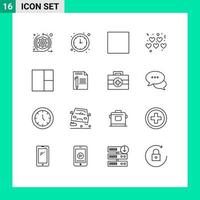 Set of 16 Modern UI Icons Symbols Signs for paper edit stop document grid Editable Vector Design Elements