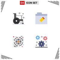 4 User Interface Flat Icon Pack of modern Signs and Symbols of disease management health folder product Editable Vector Design Elements