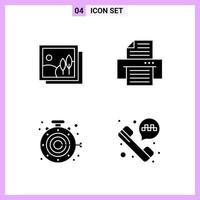 4 Icons in Solid Style Glyph Symbols on White Background Creative Vector Signs for Web mobile and Print