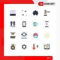 16 Universal Flat Colors Set for Web and Mobile Applications connections explore plugin camping order Editable Pack of Creative Vector Design Elements