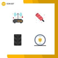 Editable Vector Line Pack of 4 Simple Flat Icons of modem tires connection food circle Editable Vector Design Elements