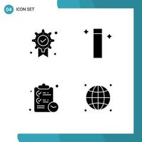 Set of 4 Modern UI Icons Symbols Signs for award tasks medal wizard connected Editable Vector Design Elements