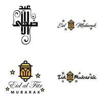 Happy Eid Mubarak Vector Design Illustration of 4 Hand Written Decorative Messages on White background