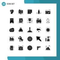 Set of 25 Vector Solid Glyphs on Grid for food report app modern business Editable Vector Design Elements